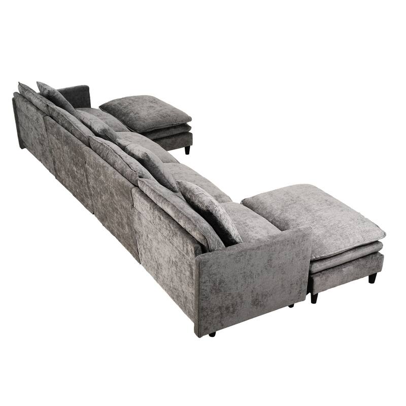 Velvet Loveseat Sofa, Lounge Sofa with High-Density Sponge Cushion, Sectional Sofa with Removable Ottoman