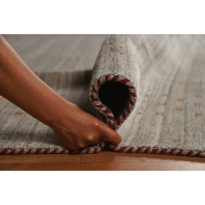 Hand Knotted Oriental 100% Wool Carpet Tribal Tribal Greys & Charcoal Gabbeh Area Rug - 9' 10'' X 7' 10''