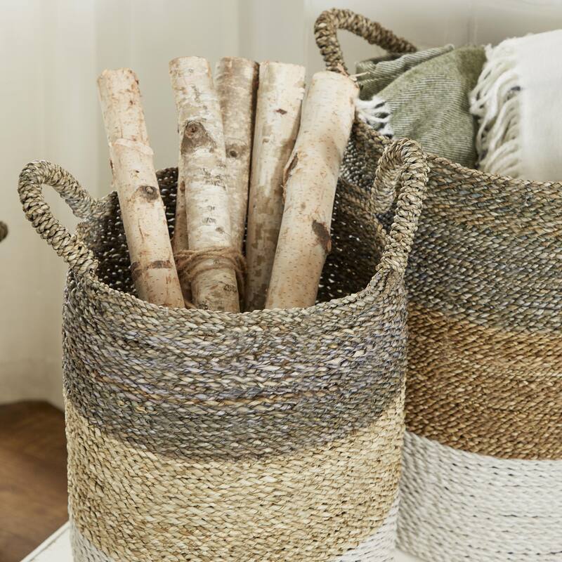 Seagrass Handmade Storage Basket - Set of 3 Multi Colored - Roche River Decor