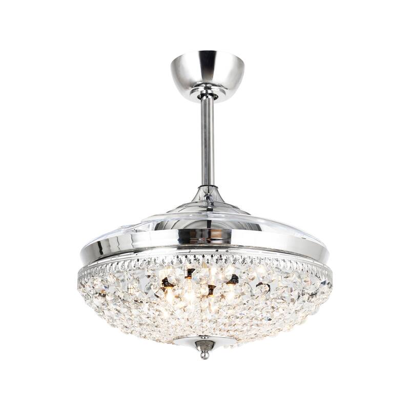 21-in Chrome Modern Retractable Bladeless Chandelier Ceiling Fan with Light Kit and Remote