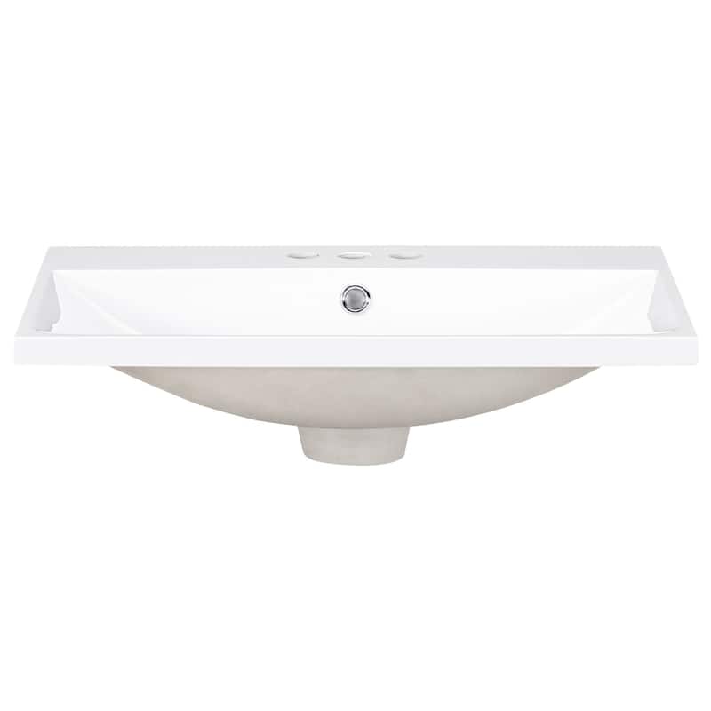 Roomfitters 24" Ceramic Bathroom Vanity Countertop with 3-Faucet Holes and 4" Faucet Compatibility, White