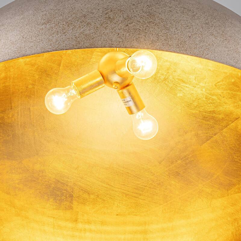 3-Light 31" Industrial Dome Brass&Gold Foil Pendant Light Large Kitchen Island Lighting - 31.49 in. W × 16.53 in. H