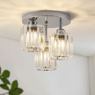 Starsky 3-Light Modern Glass Crystal Semi Flush Mount Ceiling Light