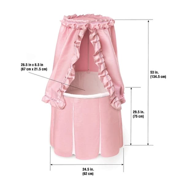 dimension image slide 2 of 3, Empress Round Baby Bassinet with Canopy