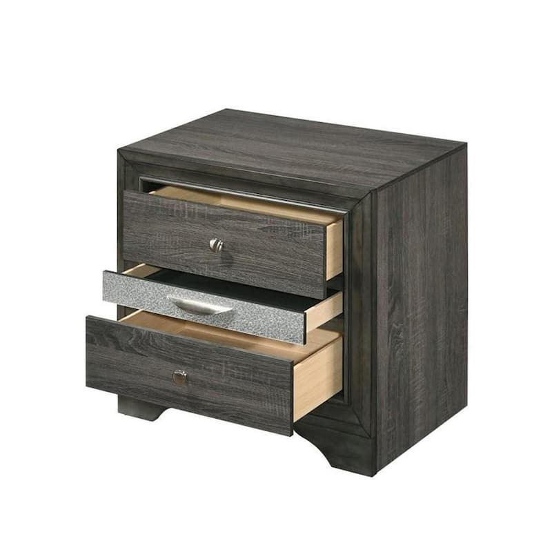 2 Drawers and 1 Jewelry Drawer Nightstand - Grey
