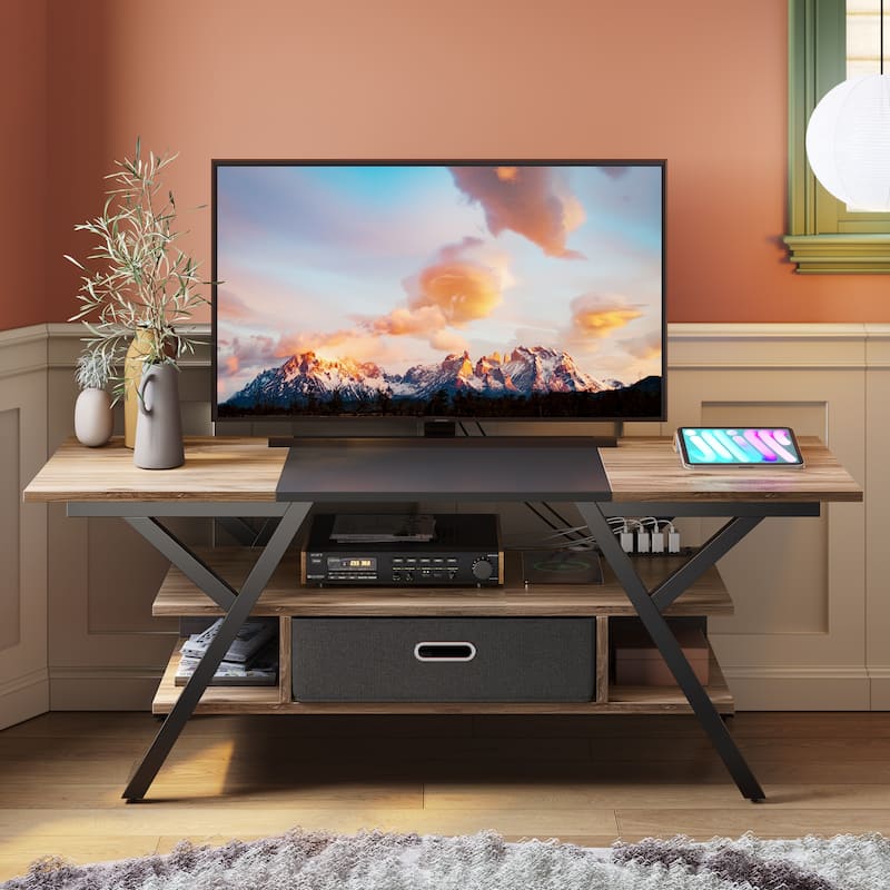 55 inch LED TV Stand for TVs up to 65 inch Media Console Entertainment Center with Drawer