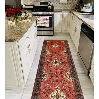 Fine Vintage Distressed Zar Rust/Charcoal Runner - 3'4