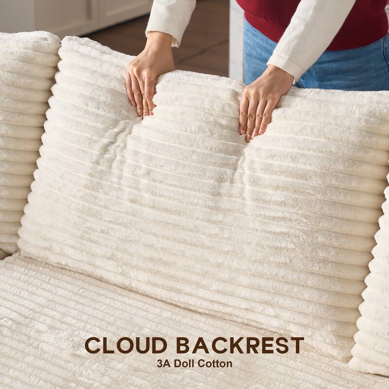 OVIOS All-Foam Plush L-Shaped Sofa​