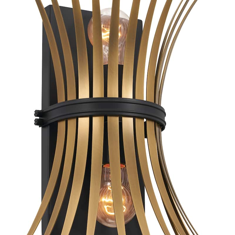 Kichler Lighting Baile 16 inch 2-Light Wall Sconce Natural Brass and Black