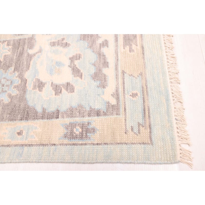 ECARPETGALLERY Hand-knotted Modern Oushak Light Blue Wool Rug - 8'0 x 9'11