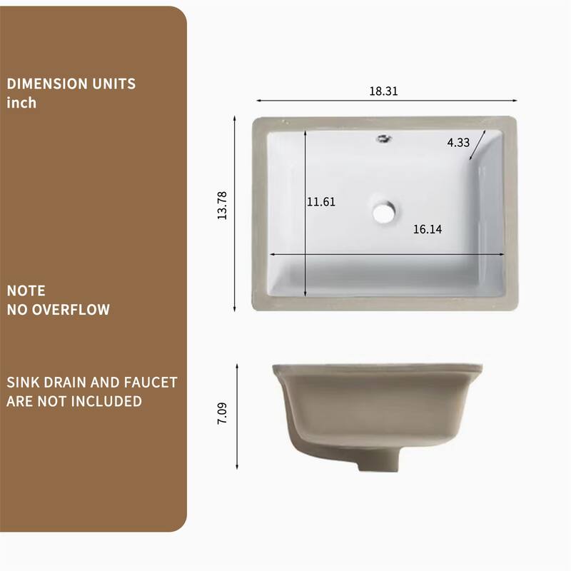 16" Rectangular Ceramic Vanity Sink