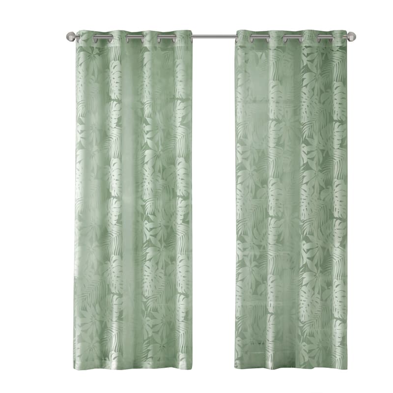 Madison Park Kauna Palm Leaf Burnout Window Curtain Sheer