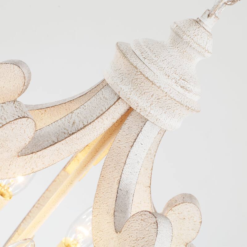 5-Light Country Wood Chandelier Light Fixture for Kitchen Island Dining Room