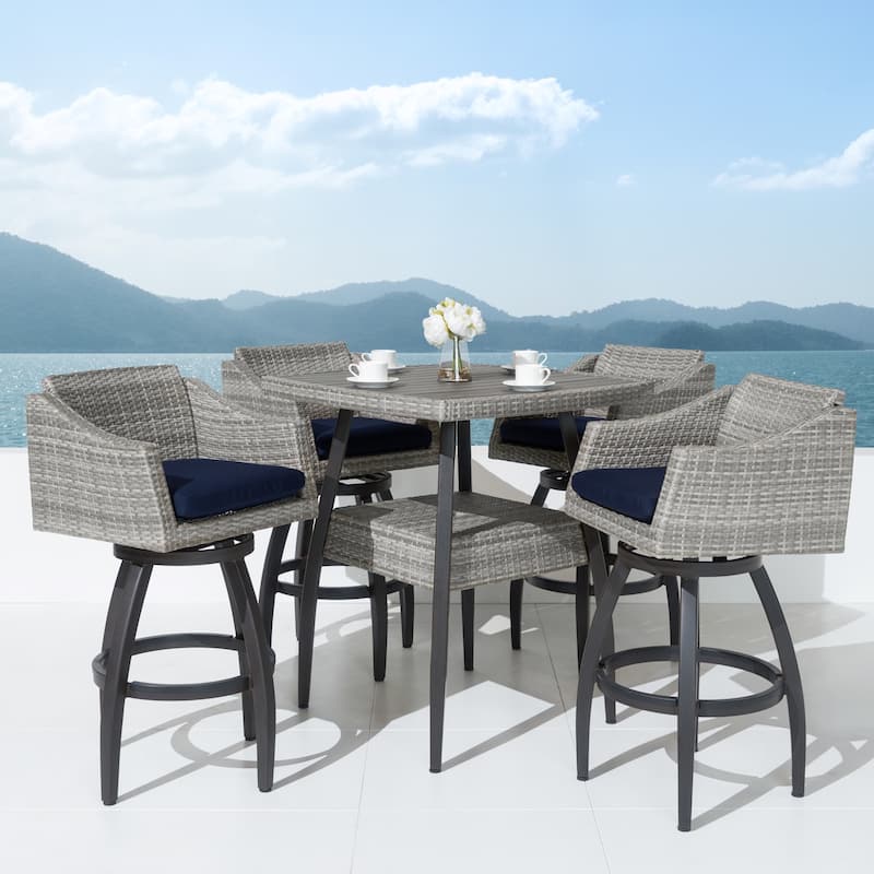 Cannes 5 Piece Sunbrella Outdoor Patio Barstool Set