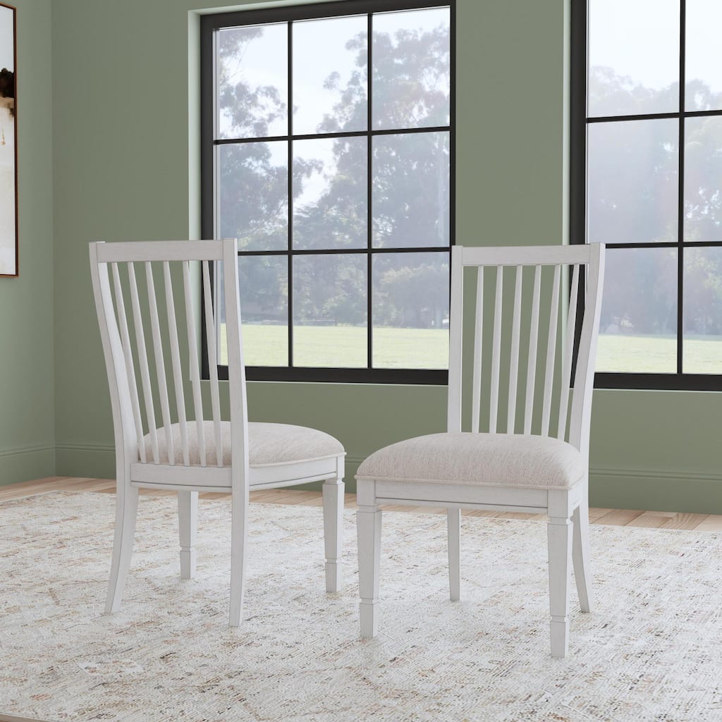 Melody White Wood Upholstered Dining Chair - 22" x 40" x 23"