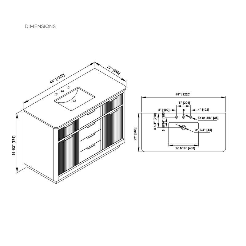 OVE Xander Bathroom Vanity with White Engineered Stone Top