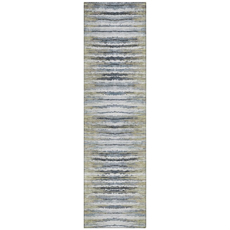 Machine Washable Indoor/ Outdoor Chantille Jagged Stripes Rug