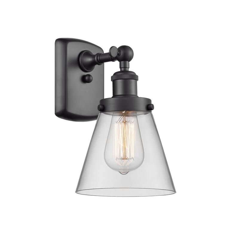 Innovations Lighting Small Cone 6" Wide Bathroom Sconce - Matte Black / Clear