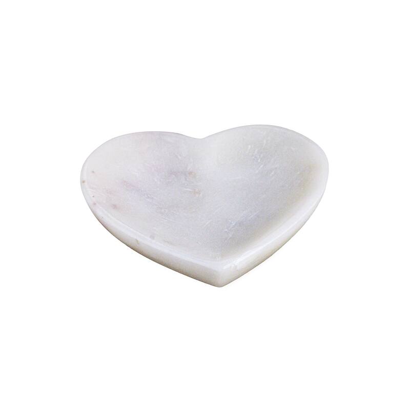 Sm. White Marble Heart Shaped Bowl
