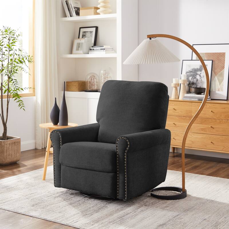 Heido 360 Degree Swivel Glider Manual Recliner Leisure Sofa Chair - Dark Gray