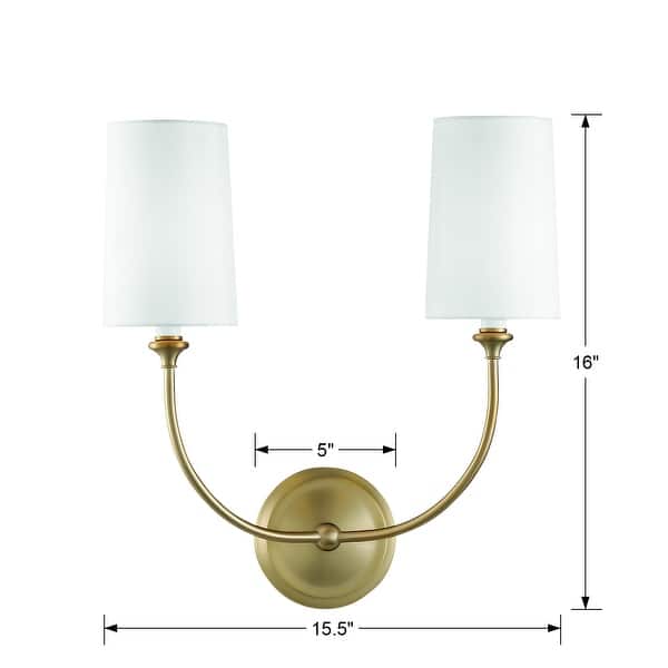 Libby Langdon for Crystorama Sylvan 2-light Vibrant Gold Wall Sconce - 15.5'' W x 15.87'' H x 7'' D