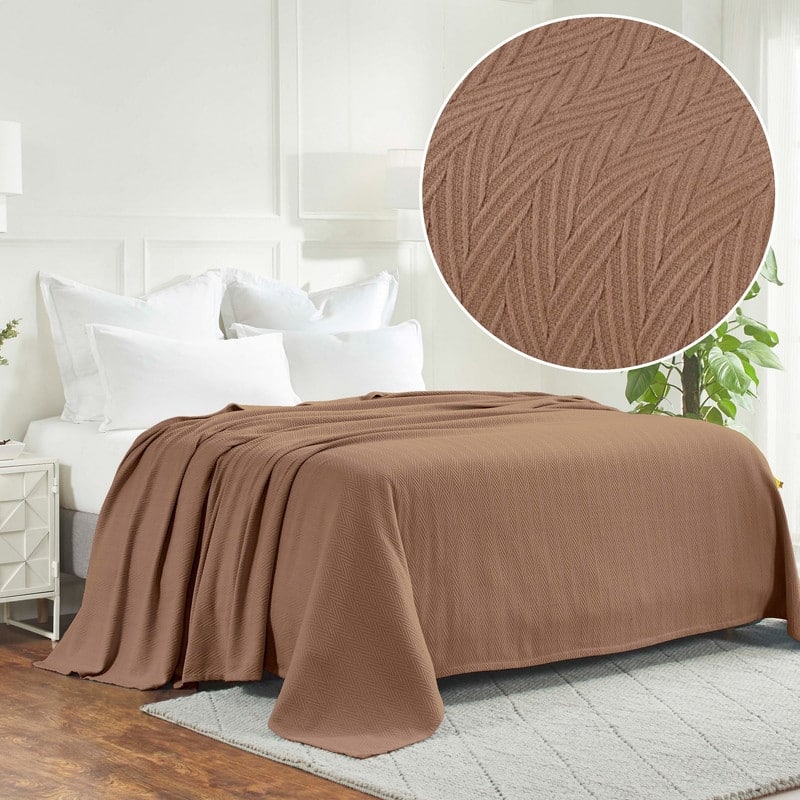 Superior Metro Zig-Zag Chevron All-Season Bedding Cotton Blanket - Full/Queen - Taupe