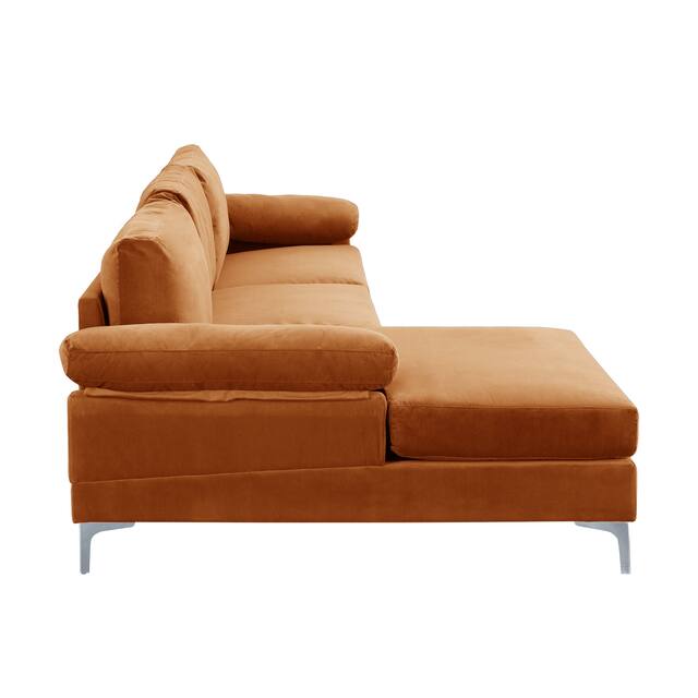 Velvet Upholstered L-Shape Sectional Sofa