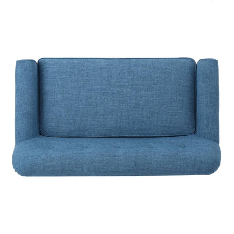 Roomfitters Mid-Century Loveseat Sofa, Upholstered Tufted Couch for Living Room, Modern Accent Seating, Muted Blue