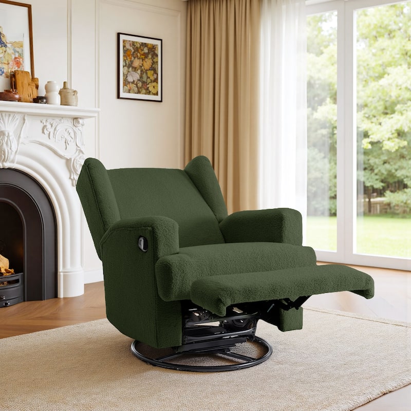 UIXE Upholstered Chenille/Boucle Swivel Glider Rocker Recliner