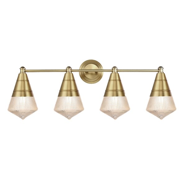 slide 1 of 1, Maxim 10394 Hargreaves 4 Light 34" Wide Vanity Light Natural Aged Brass