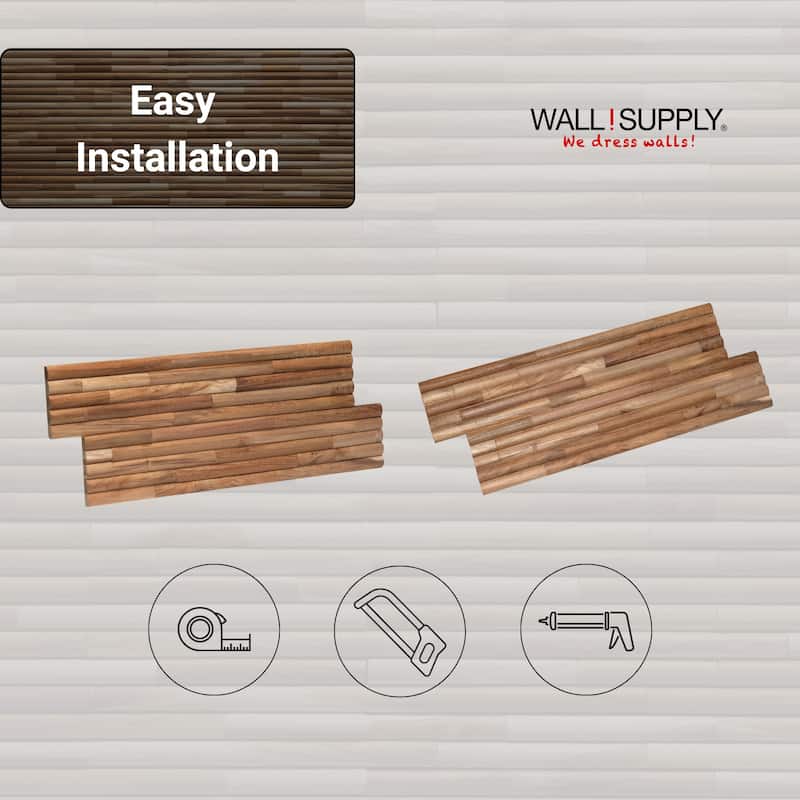 Wall!Supply UltraWood Teak Round Panels - Upcycled Teak Wood Wall Panels - Set of 10 Panels (10.76 sq ft)