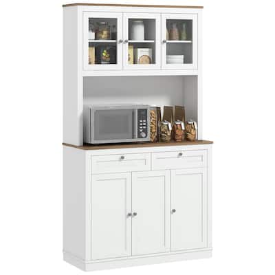 Tall Kitchen Pantry Storage Cabinet with Microwave Stand