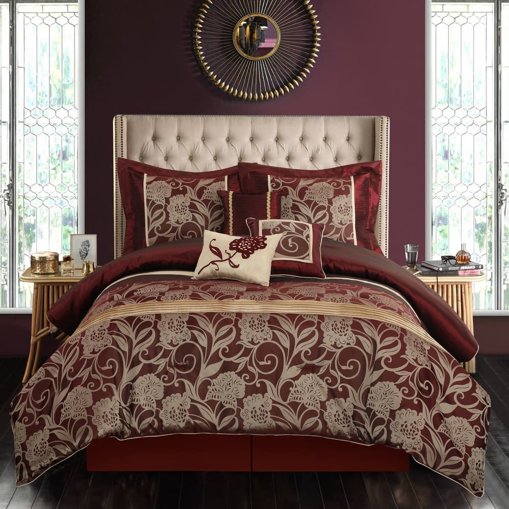 Nanshing Brie 7 Piece Floral Jacquard Comforter Set