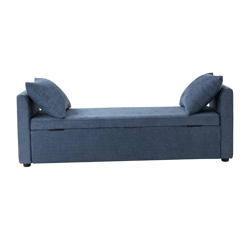 Franco Modern Upholstered Storage Bench with Two Throw Pillows and Thick Padded Cushion