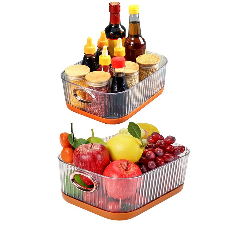 Set of 2 Plastic Storage Bins Organizers Stackable Clear Pantry Organizer Box Containers