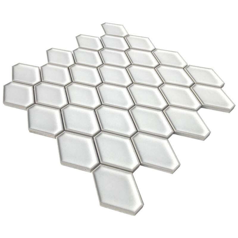Century Clipped Diamond Porcelain Mosaic Tile - Sample - White