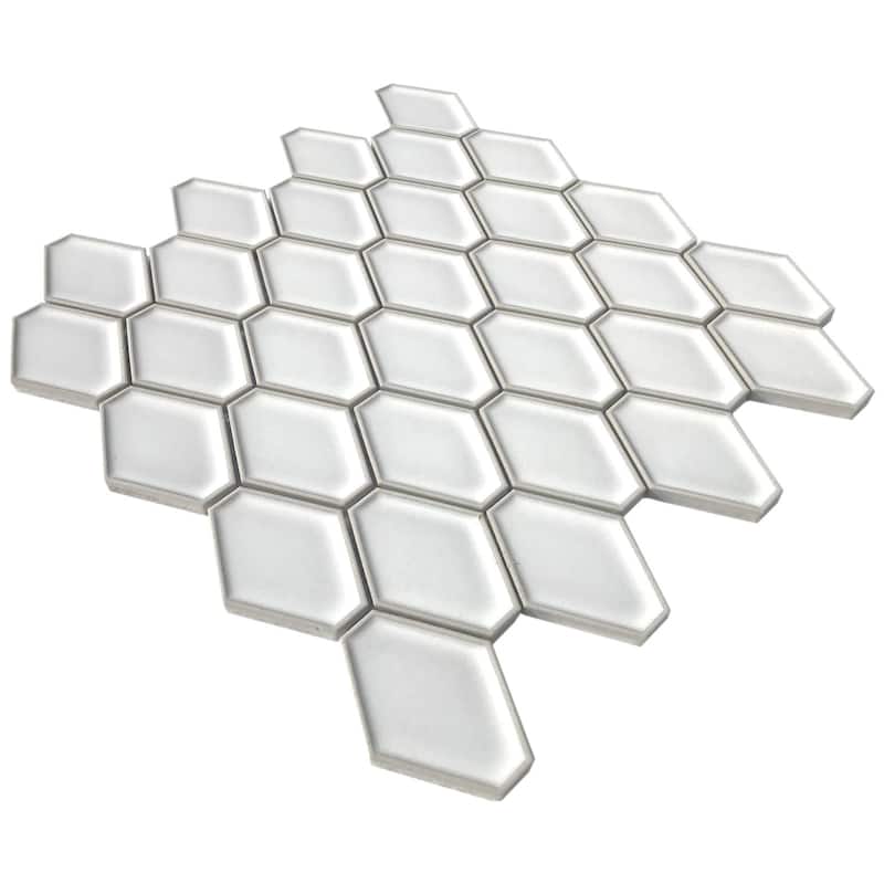 Century Clipped Diamond Porcelain Mosaic Tile - 5 Sheets (5.10 sf) - White