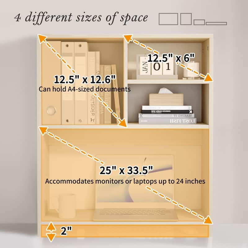 Desktop Shelf Bookshelf Storage for College Dorm Office Home, White