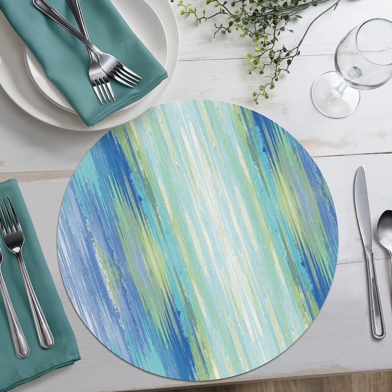 Isla Mona Round Reversible Easy Care Flexible Plastic Placemat 4 Pack Made in The USA