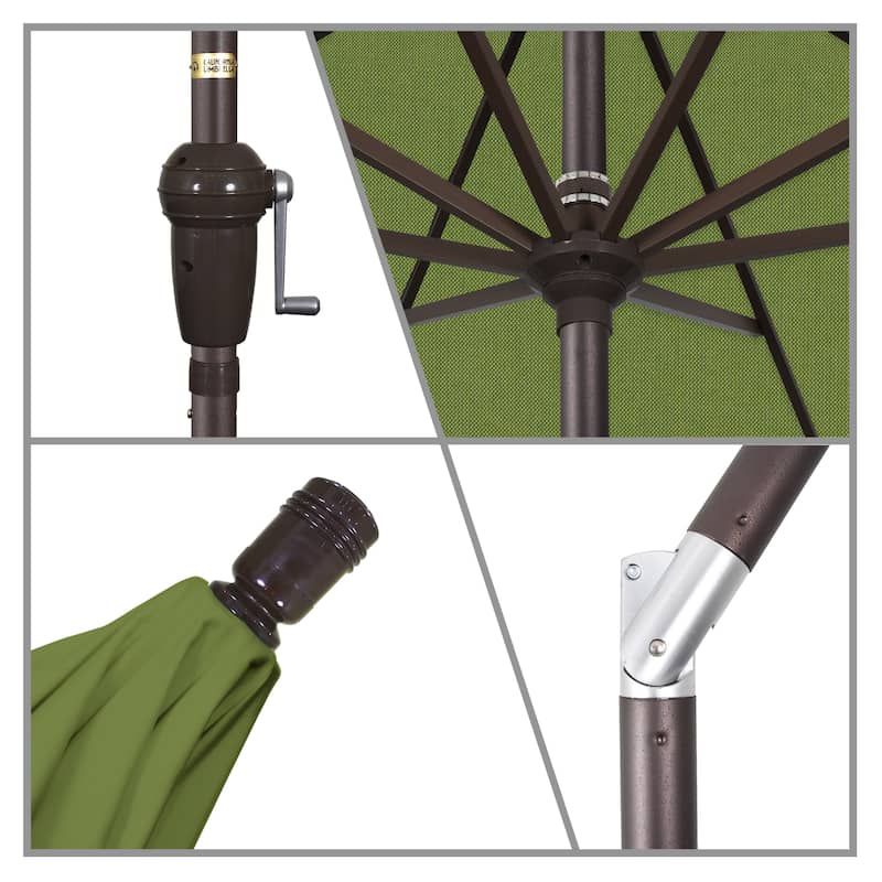 California Umbrella 11' Rd Sunset Series Patio Umbrella Bronze Aluminum Frame Crank Lift Auto Tilt Sunbrella - Spectrum Cilantro