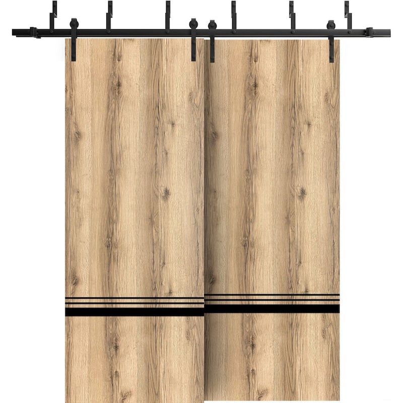 Sturdy Barn Door 36 x 80 Planum 0012 Oak with 6.6FT - 48" x 80" ( 2* 24x80)
