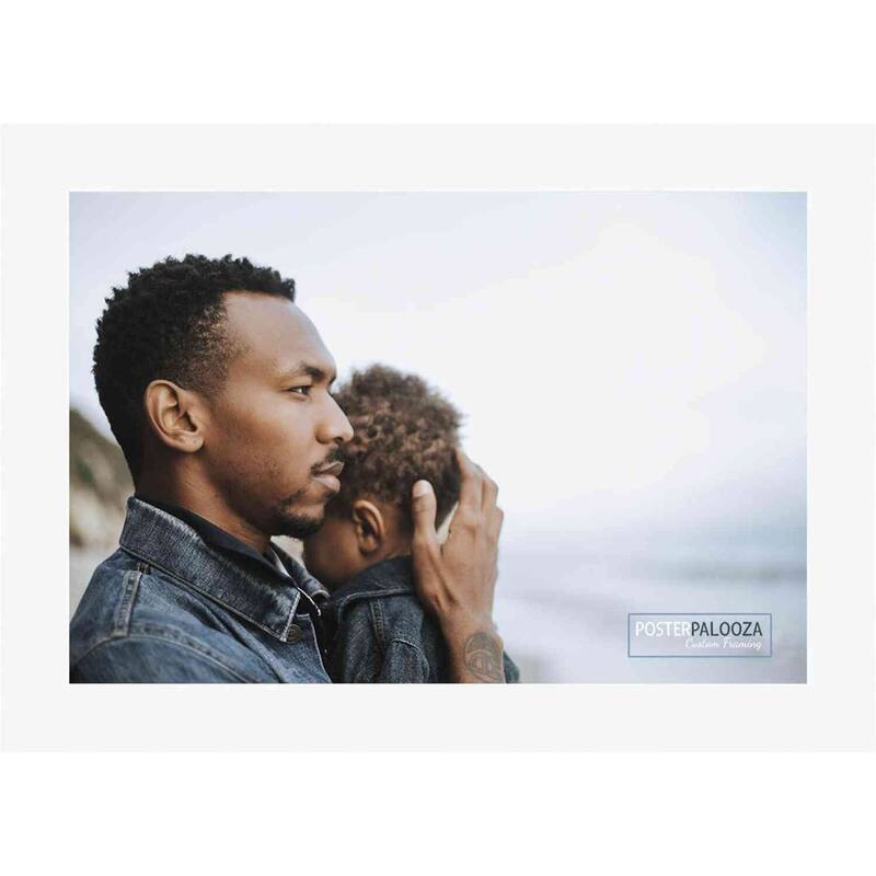 36x28 Contemporary White Complete Wood Picture Frame with UV Acrylic, Foam Board Backing, & Hardware