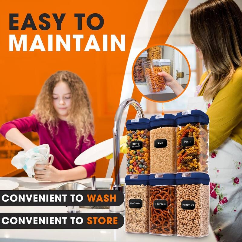 Cheer Collection Set of 6 Uniform Size Airtight Food Storage Containers