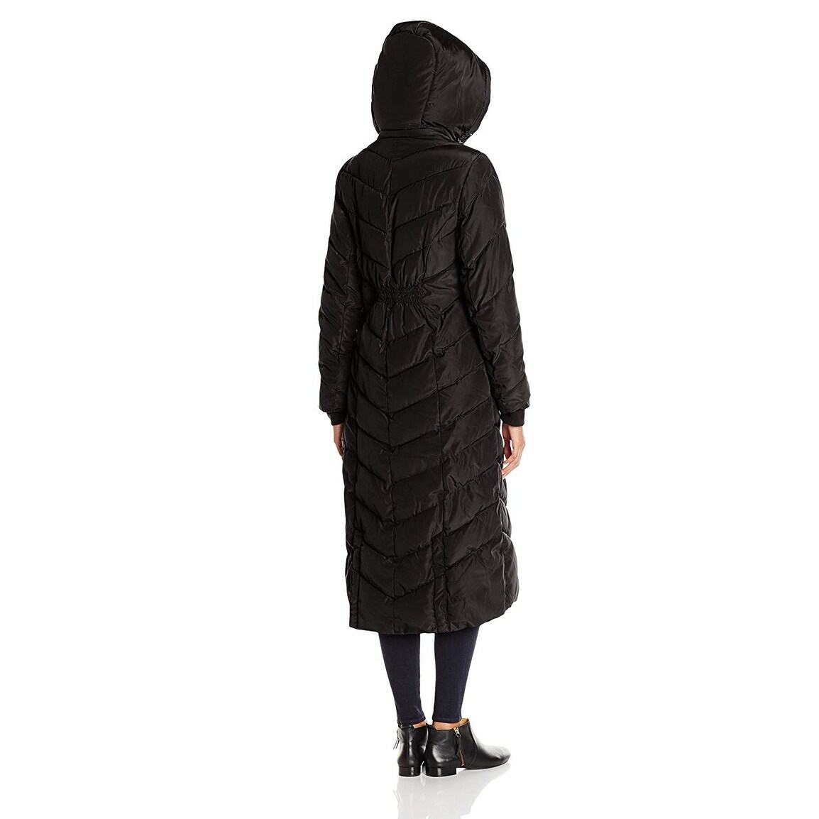 steve madden women's long chevron maxi puffer coat