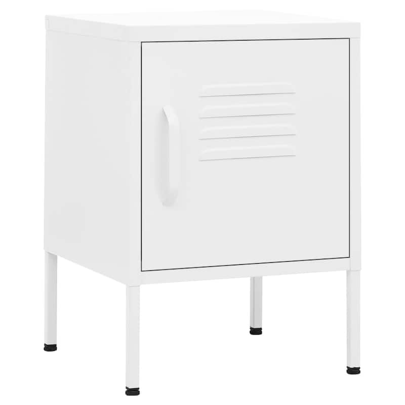 vidaXL Nightstand Set of 2 White Steel Small Nightstand Square