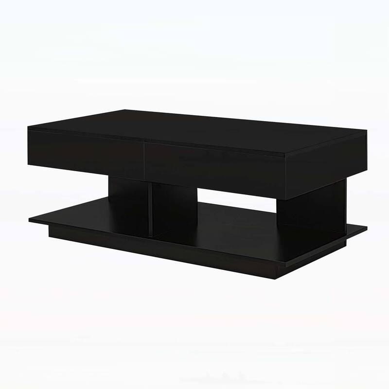 Coffee Table with Concealed Storage and Smart Lighting,for Enhancing Living Room Utility and Ambiance