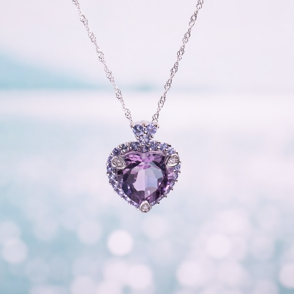 Miadora 10k White Gold Amethyst, Tanzanite and Diamond-accented Necklace. Opens flyout.
