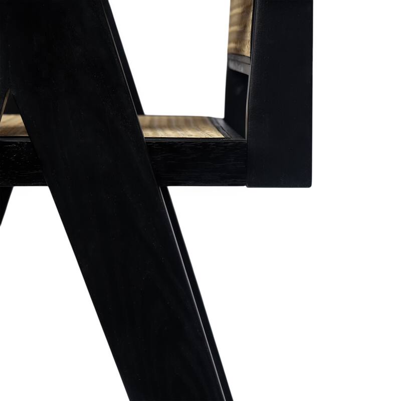 27",Set of 2 Modern Minimalist Bar Stool with Cane Seat, Solid Wood Frame