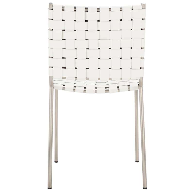 SAFAVIEH Marvel Woven Leather Dining Chair (Set of 2) - 17" W x 20.5" L x 33.8" H - 17"Wx21"Dx34"H