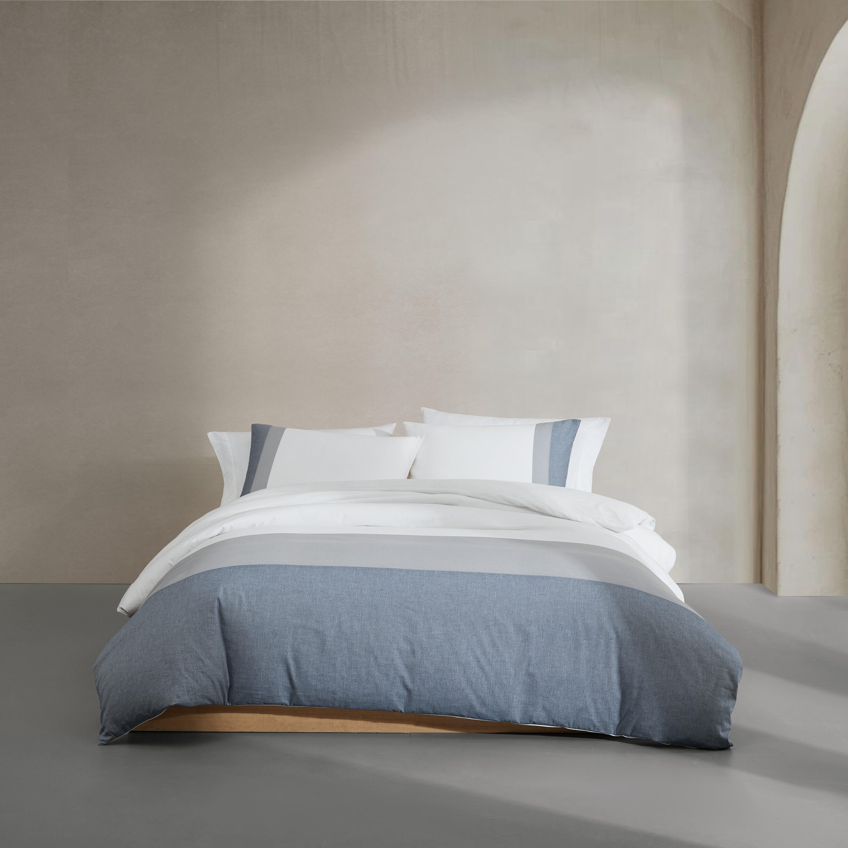 Calvin Klein Chambray Handkerchief Reversible Blue Comforter Set